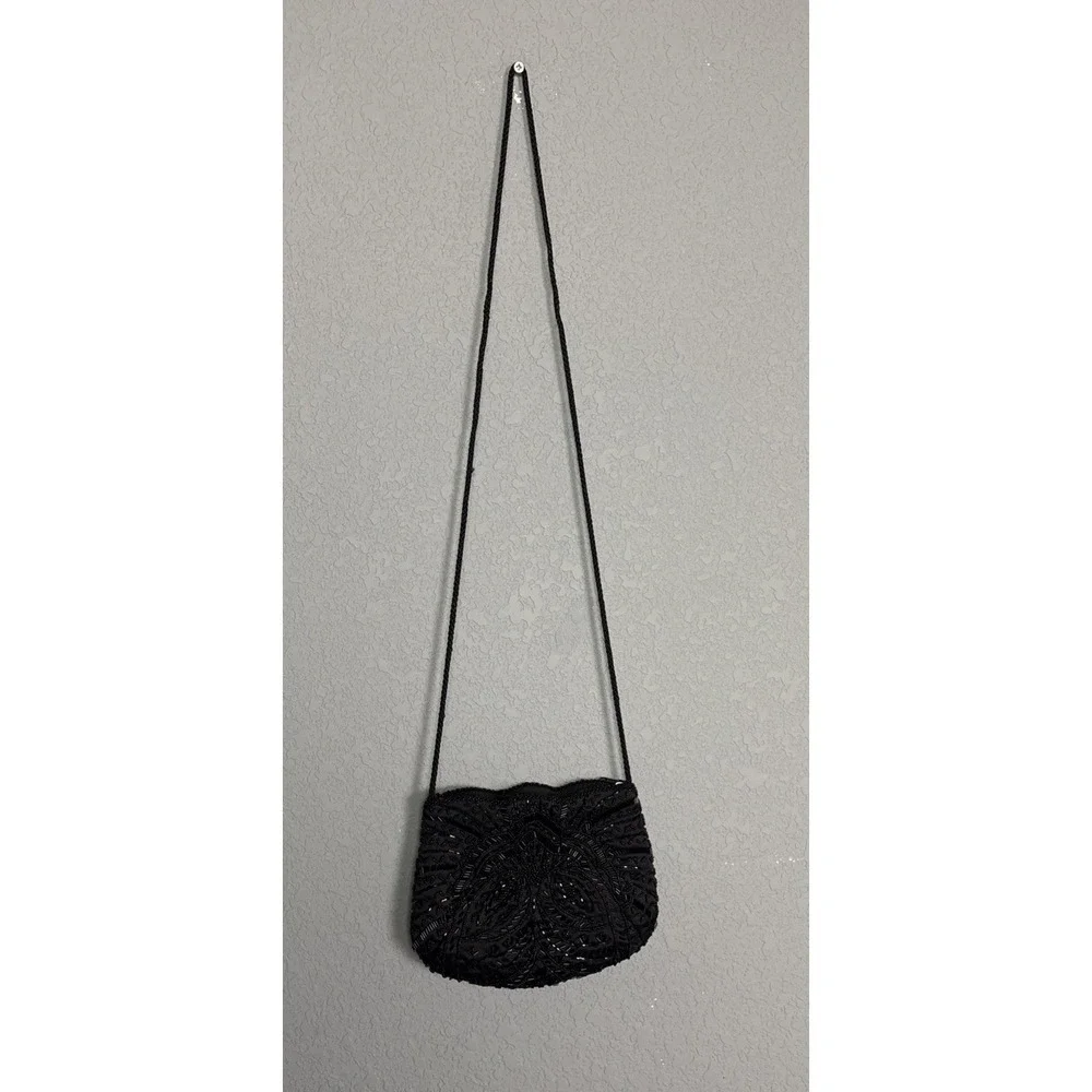 Vintage Carla Marchi Beaded Black Evening Bag 1990s Formal Event Handmade